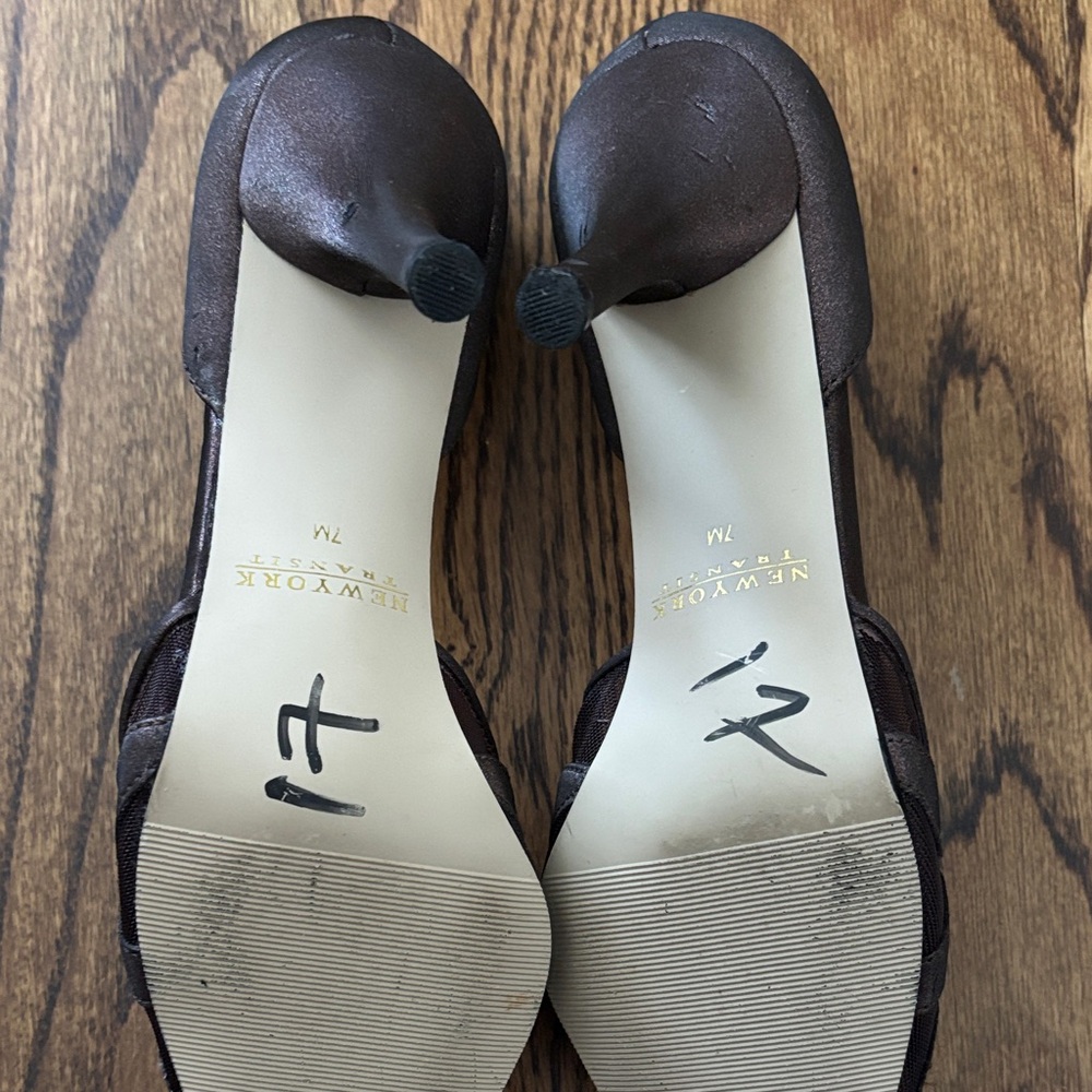 NY Transit Elegant Brown See Through Floral Women's Heels size 7 - Picture 7 of 7